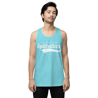 Spitballers Men’s premium tank top (white logo)