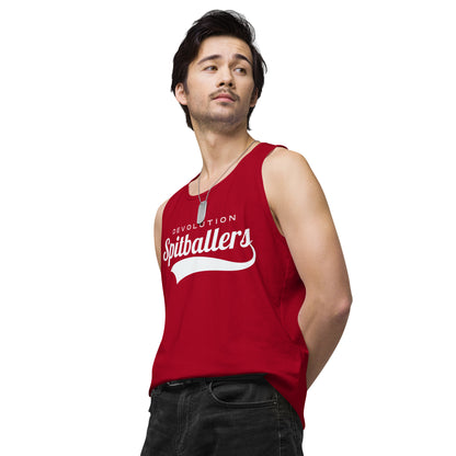 Spitballers Men’s premium tank top (white logo)