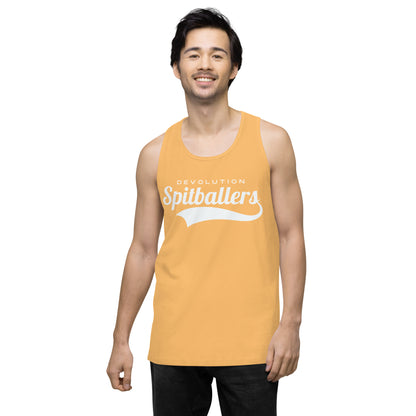 Spitballers Men’s premium tank top (white logo)