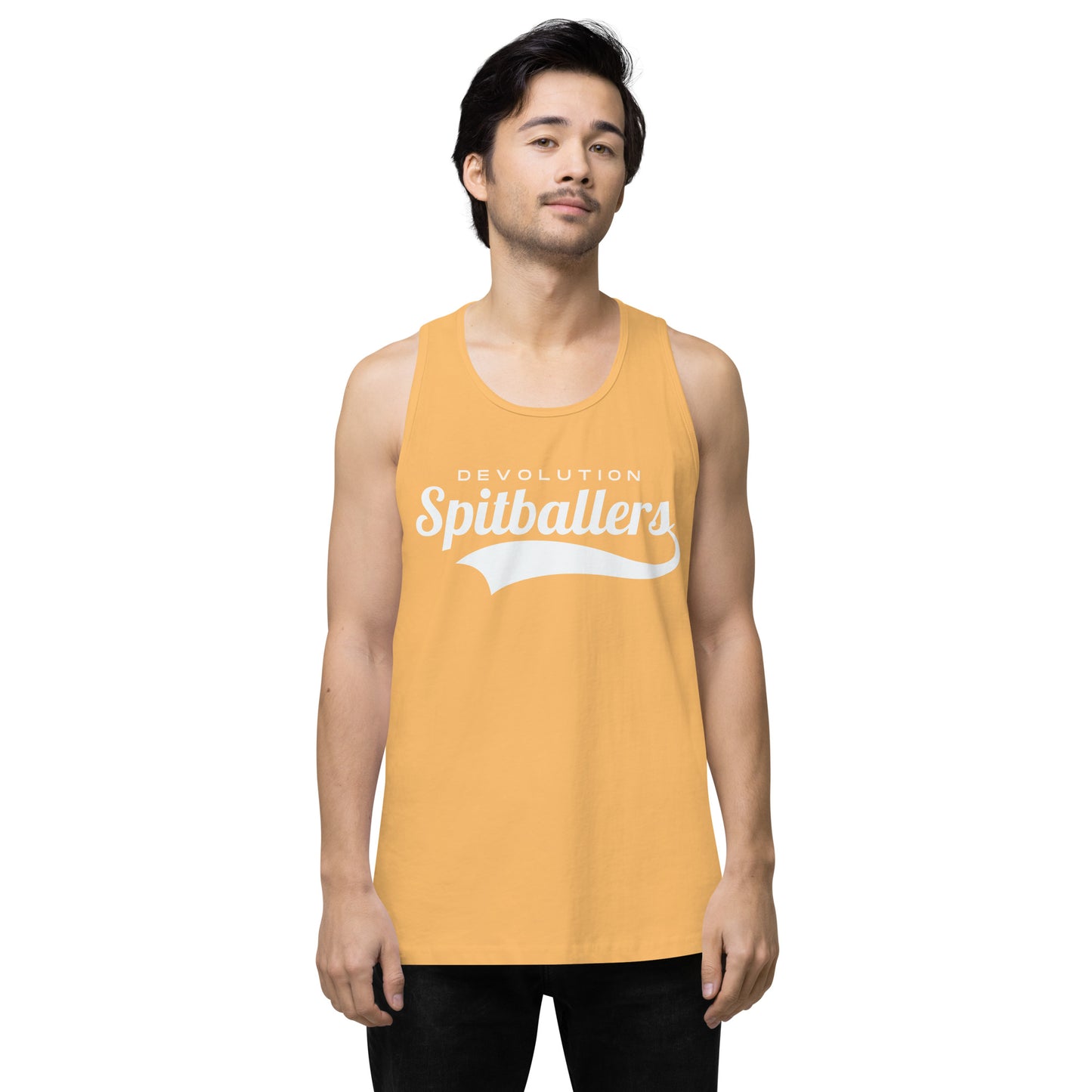 Spitballers Men’s premium tank top (white logo)