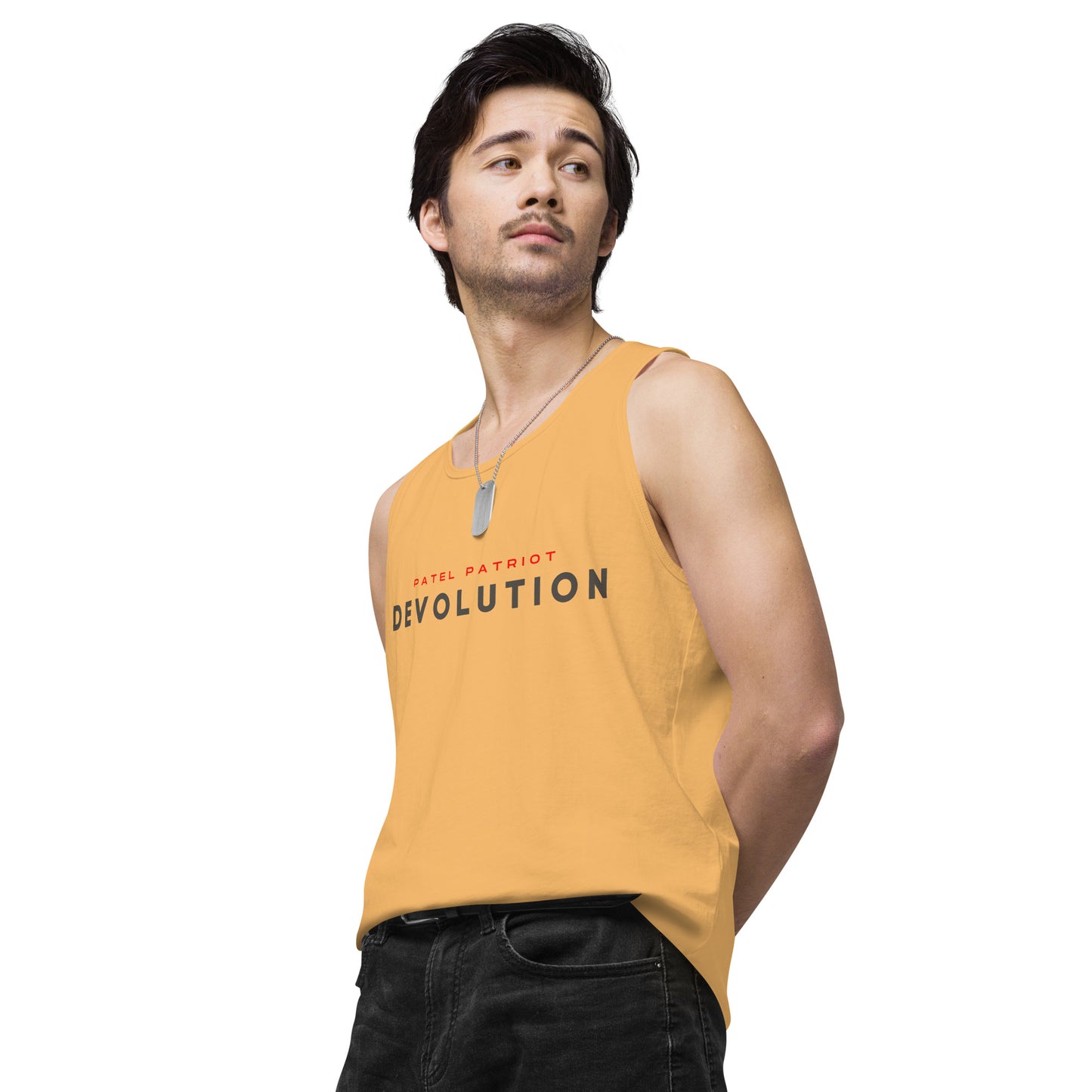 Devolution Men’s premium tank top (dark logo)