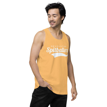 Spitballers Men’s premium tank top (white logo)