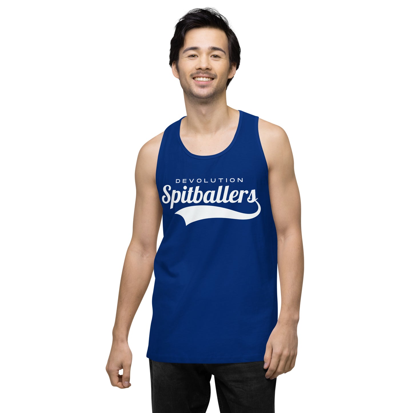 Spitballers Men’s premium tank top (white logo)