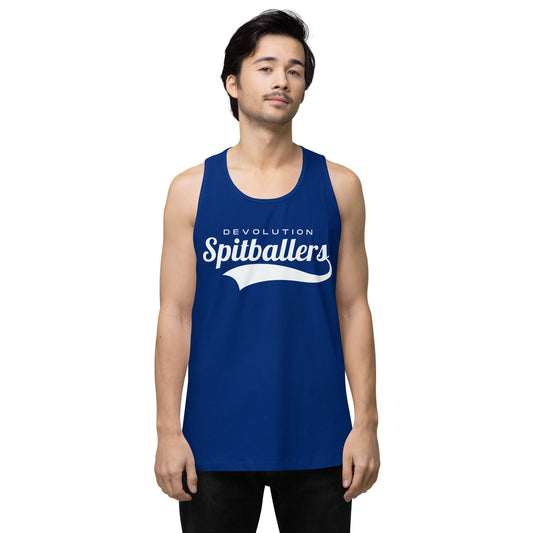 Spitballers Men’s premium tank top (white logo)