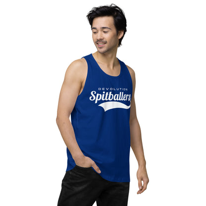 Spitballers Men’s premium tank top (white logo)