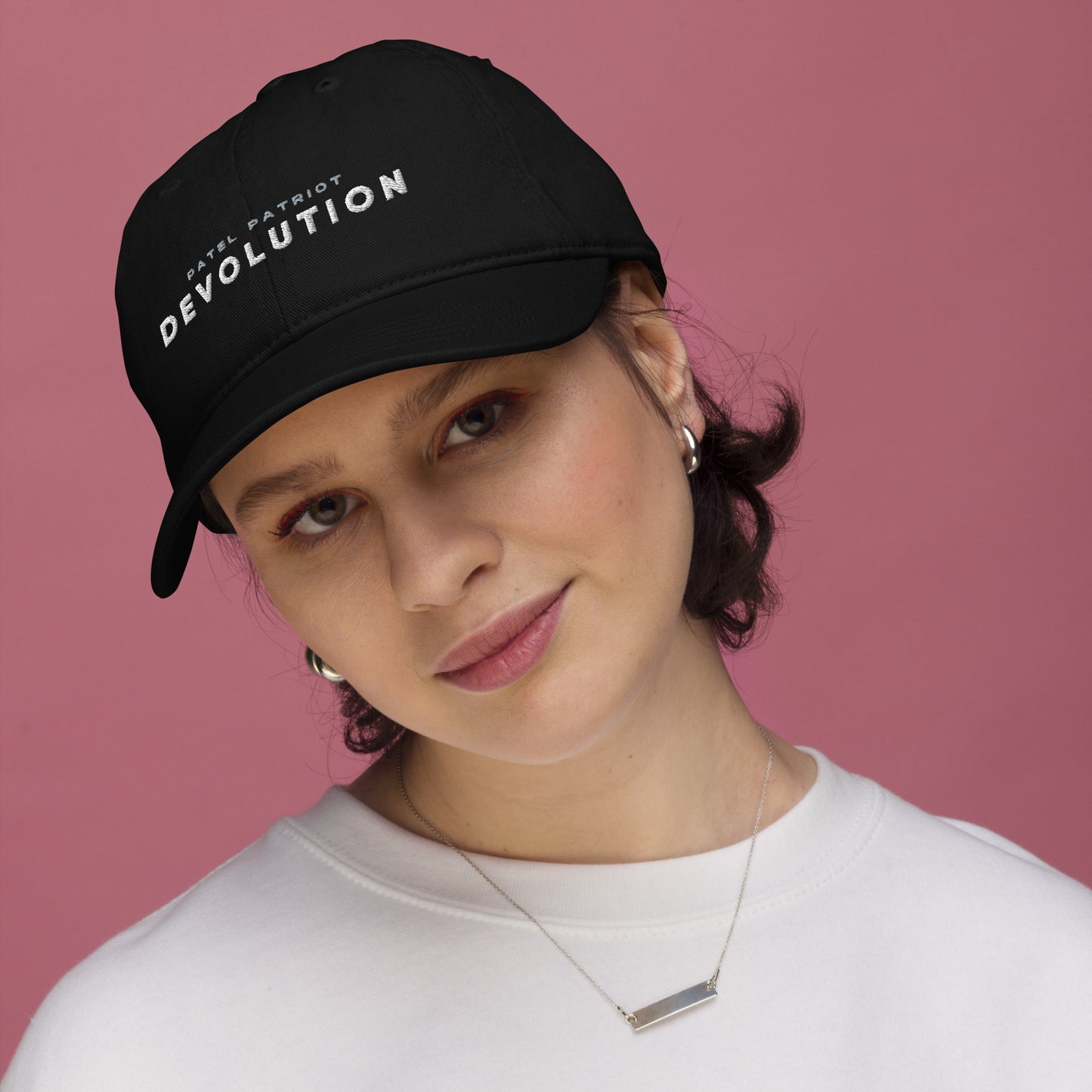 Devolution Organic dad hat (white logo)