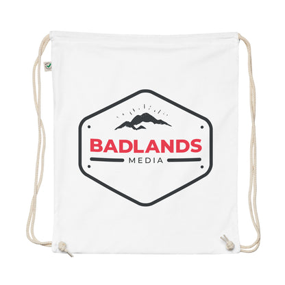 Badlands Organic cotton drawstring bag (red/blk logo)