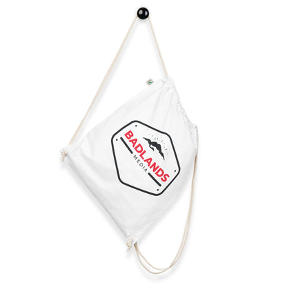 Badlands Organic cotton drawstring bag (red/blk logo)