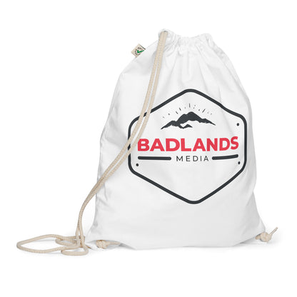 Badlands Organic cotton drawstring bag (red/blk logo)