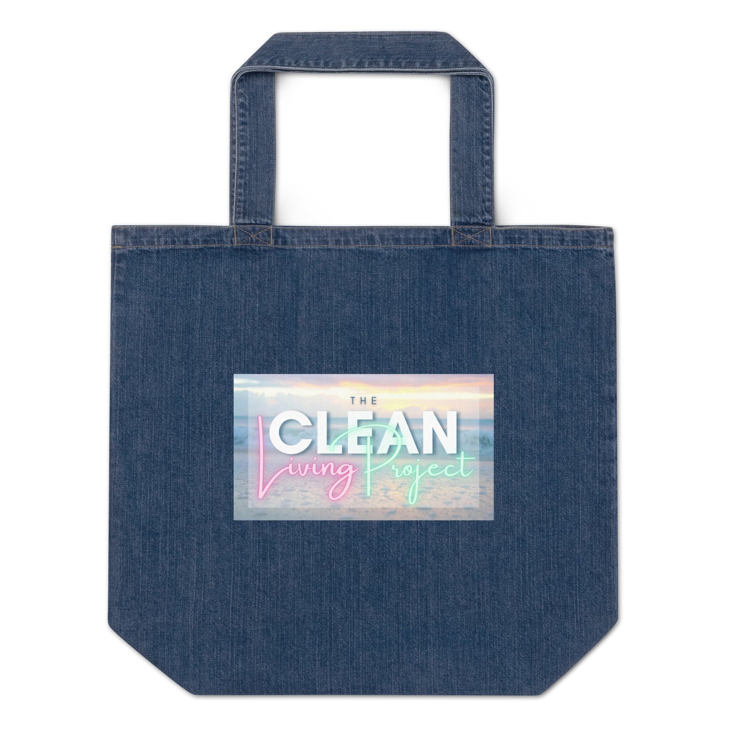 The Clean Living Project Organic Denim Tote Bag (waves)