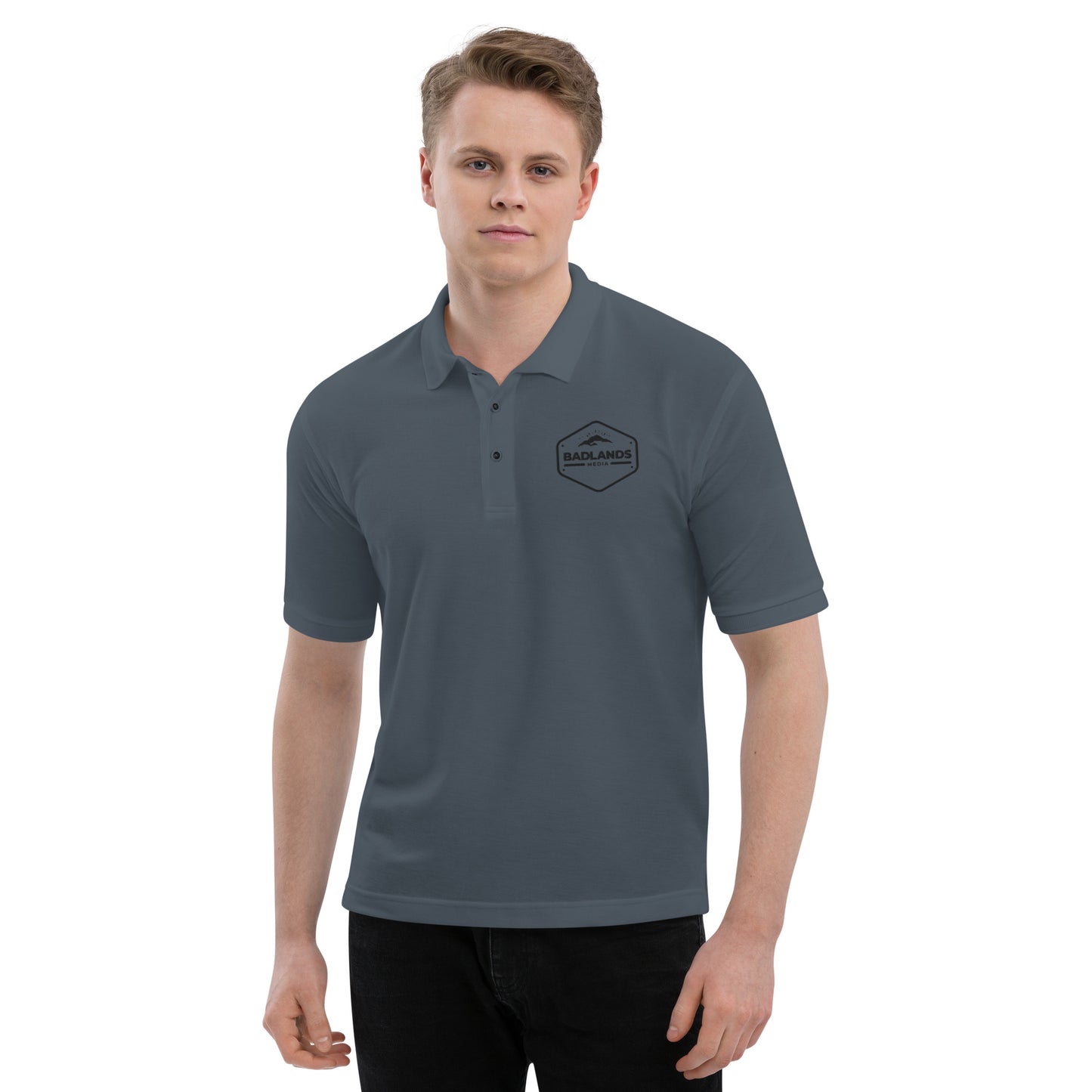 Badlands Men's Premium Polo (black logo)