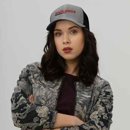 Badlands Trucker Cap with red/blk logo