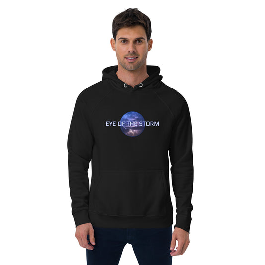 Eye of the Storm Unisex eco raglan hoodie (light logo)