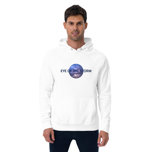 Eye of the Storm Unisex eco raglan hoodie (dark logo)