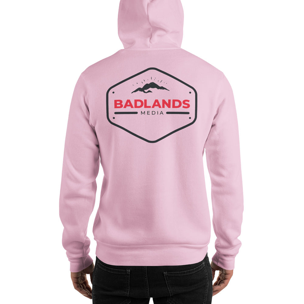 Badlands Front and Back Design Unisex Hoodie (red/blk logo)