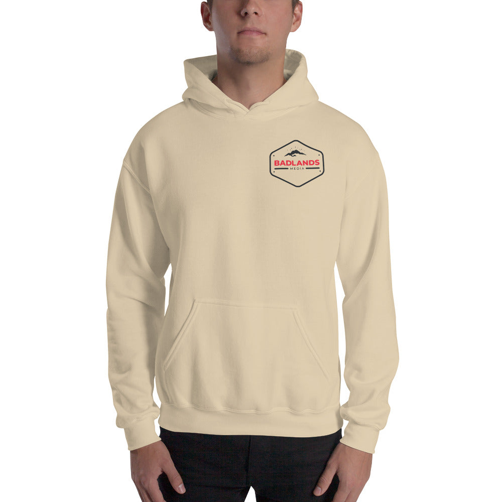 Badlands Front and Back Design Unisex Hoodie (red/blk logo)