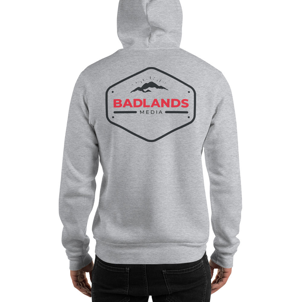 Badlands Front and Back Design Unisex Hoodie (red/blk logo)