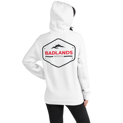 Badlands Front and Back Design Unisex Hoodie (red/blk logo)