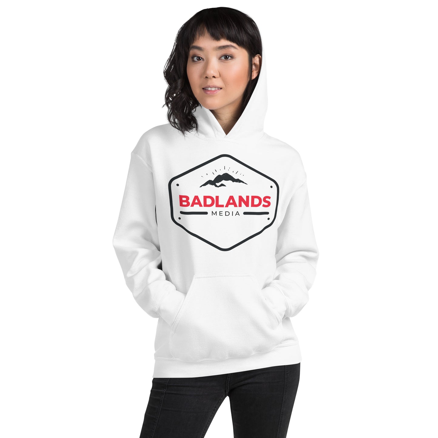 Badlands Hexagon Unisex Hoodie with red/blk logo