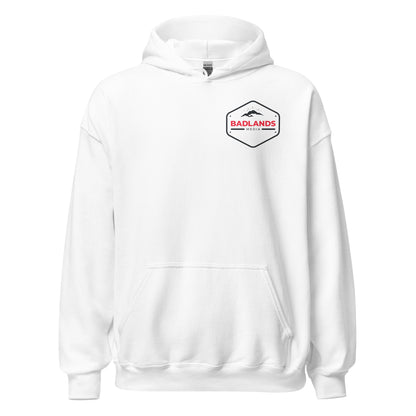 Badlands Front and Back Design Unisex Hoodie (red/blk logo)