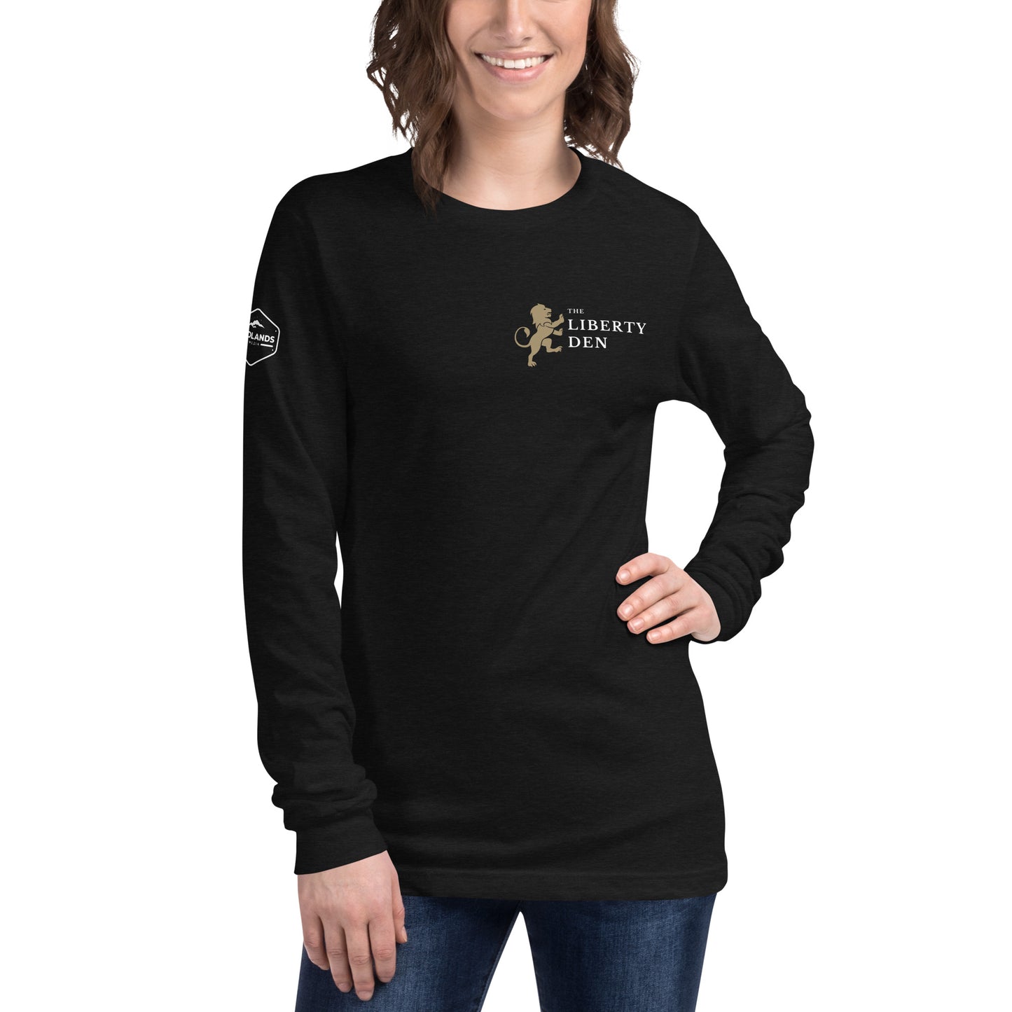 The Liberty Den Unisex Long Sleeve Tee (light logo)