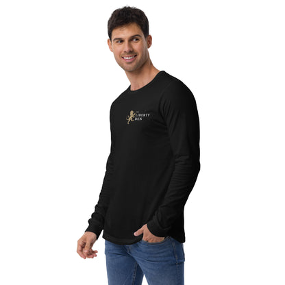 The Liberty Den Unisex Long Sleeve Tee (light logo)