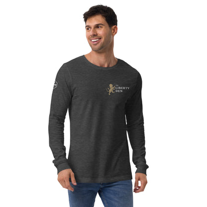 The Liberty Den Unisex Long Sleeve Tee (light logo)