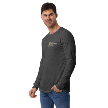 The Liberty Den Unisex Long Sleeve Tee (light logo)