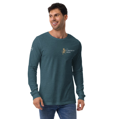 The Liberty Den Unisex Long Sleeve Tee (light logo)