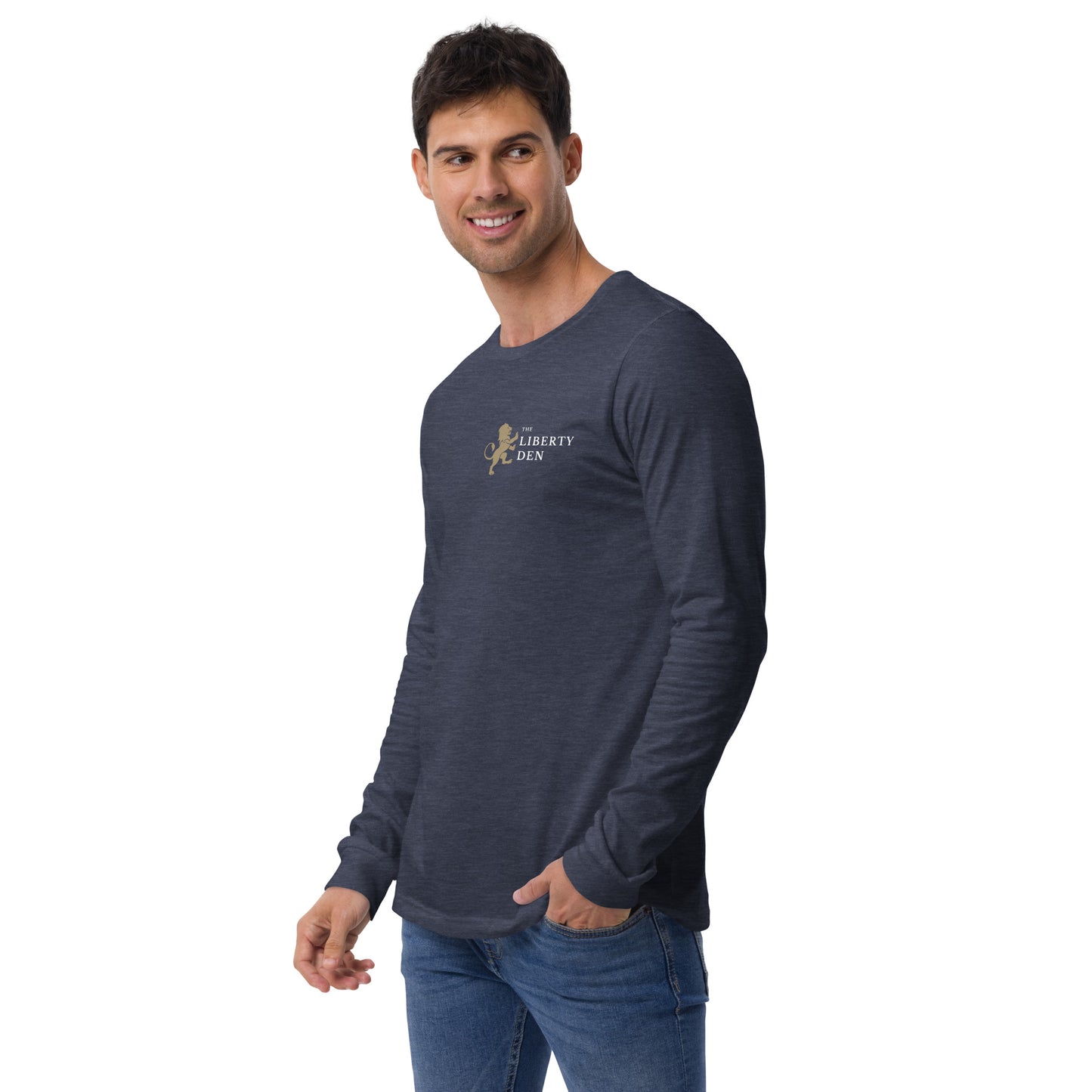 The Liberty Den Unisex Long Sleeve Tee (light logo)