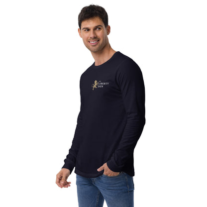 The Liberty Den Unisex Long Sleeve Tee (light logo)