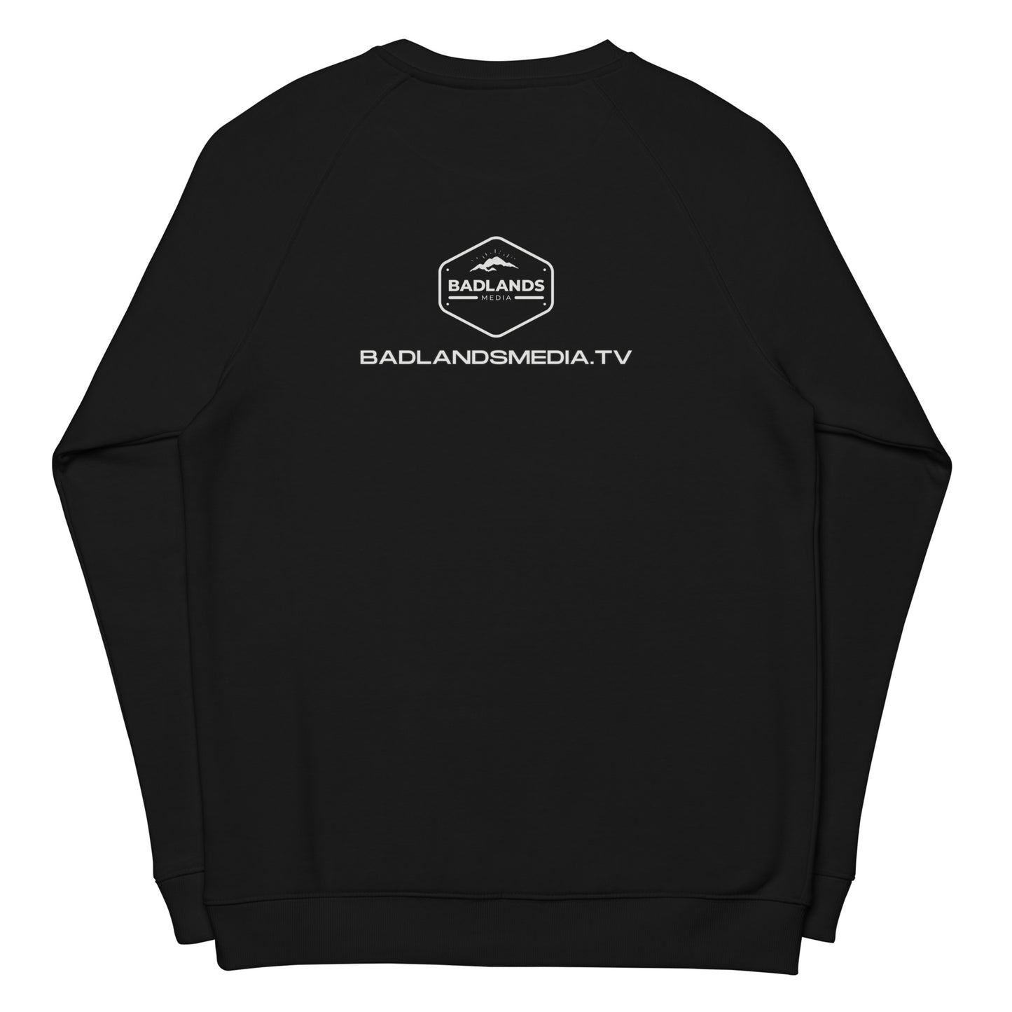 Eye of the Storm Unisex organic raglan sweatshirt (light logo)