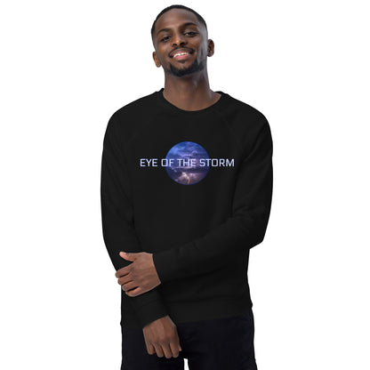 Eye of the Storm Unisex organic raglan sweatshirt (light logo)