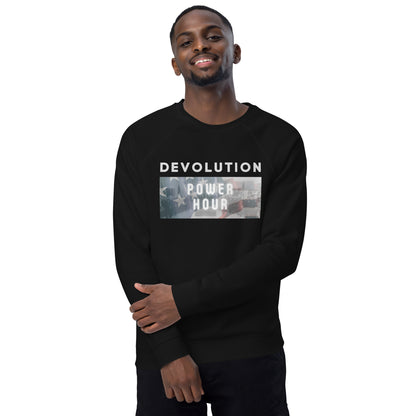 Devolution Power Hour Unisex organic raglan sweatshirt (light logo)