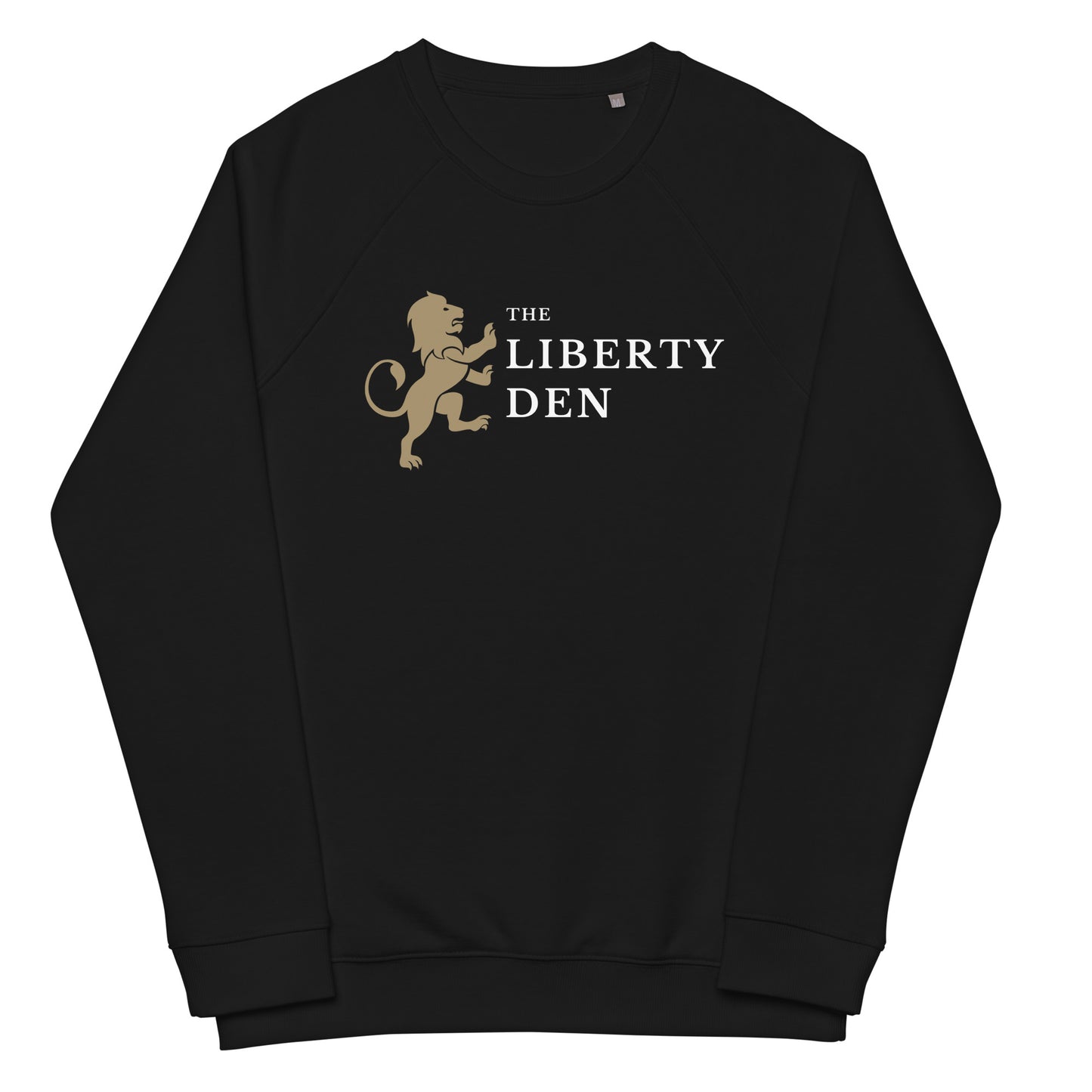 The Liberty Den Unisex organic raglan sweatshirt (light logo)