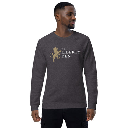 The Liberty Den Unisex organic raglan sweatshirt (light logo)