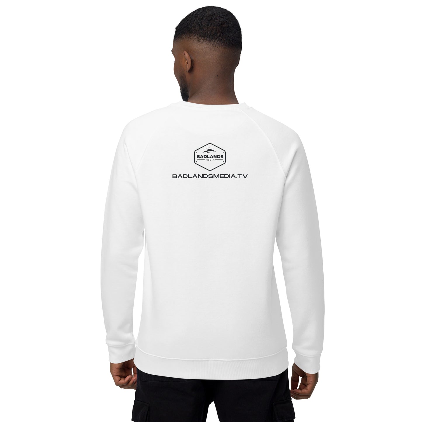 The Liberty Den Unisex organic raglan sweatshirt (white)