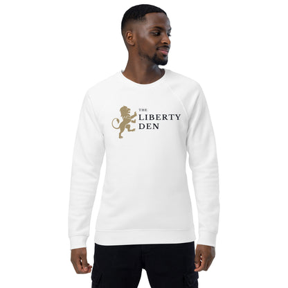 The Liberty Den Unisex organic raglan sweatshirt (white)