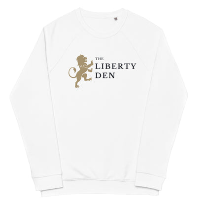 The Liberty Den Unisex organic raglan sweatshirt (white)