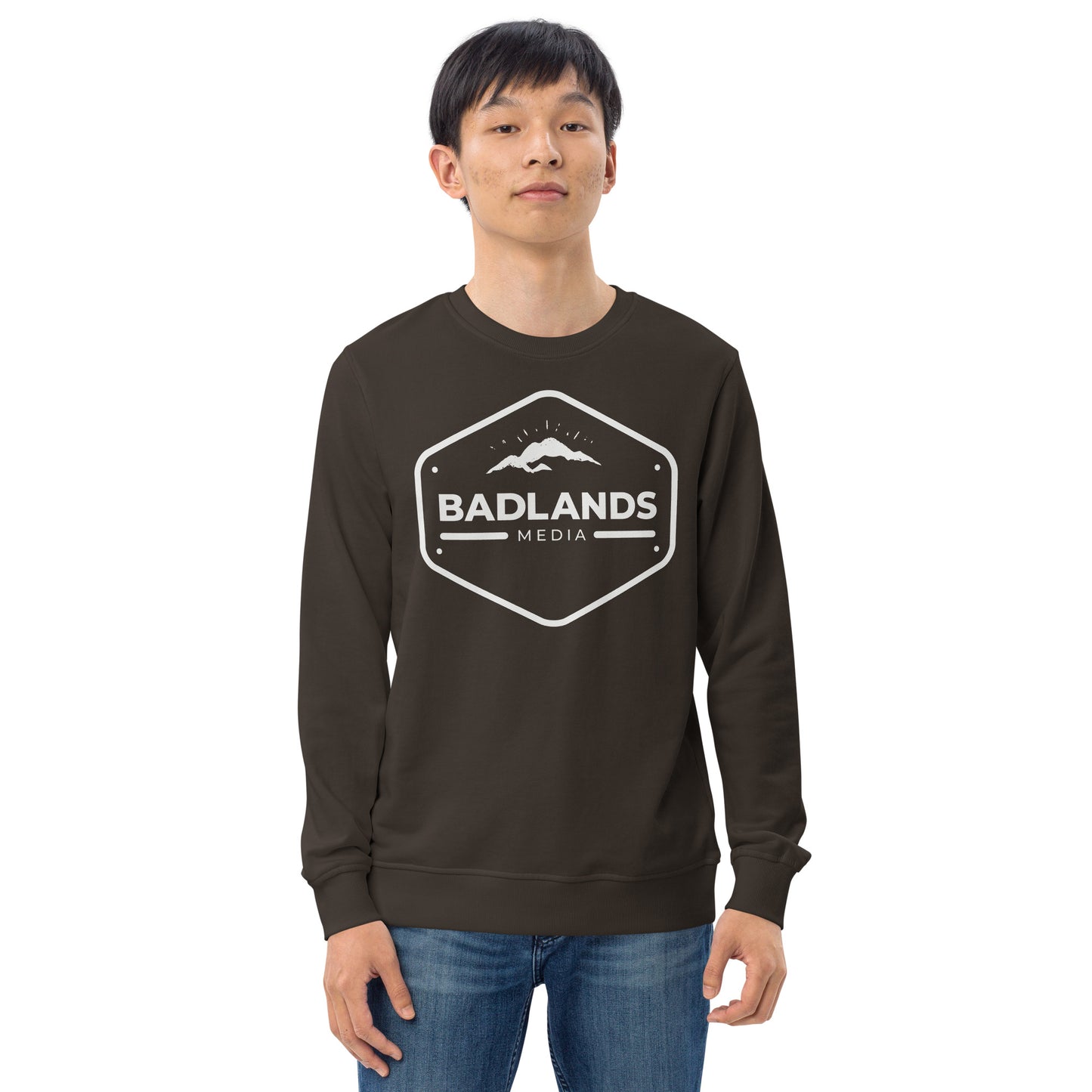 Badlands Unisex Crewneck Organic Sweatshirt with white logo