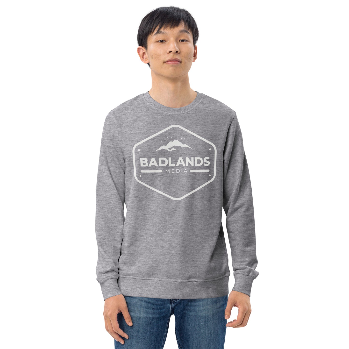 Badlands Unisex Crewneck Organic Sweatshirt with white logo