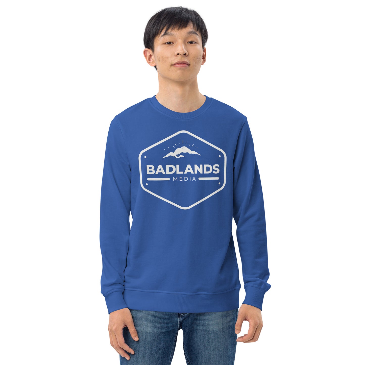 Badlands Unisex Crewneck Organic Sweatshirt with white logo