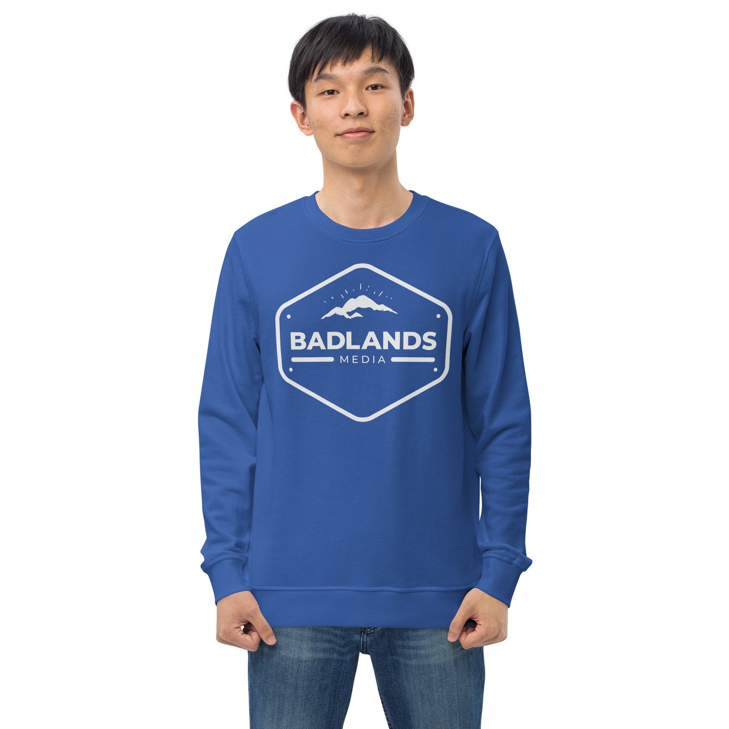 Badlands Unisex Crewneck Organic Sweatshirt with white logo