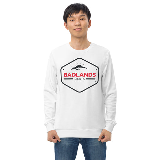 Badlands Unisex Crewneck Organic Sweatshirt with red/blk logo