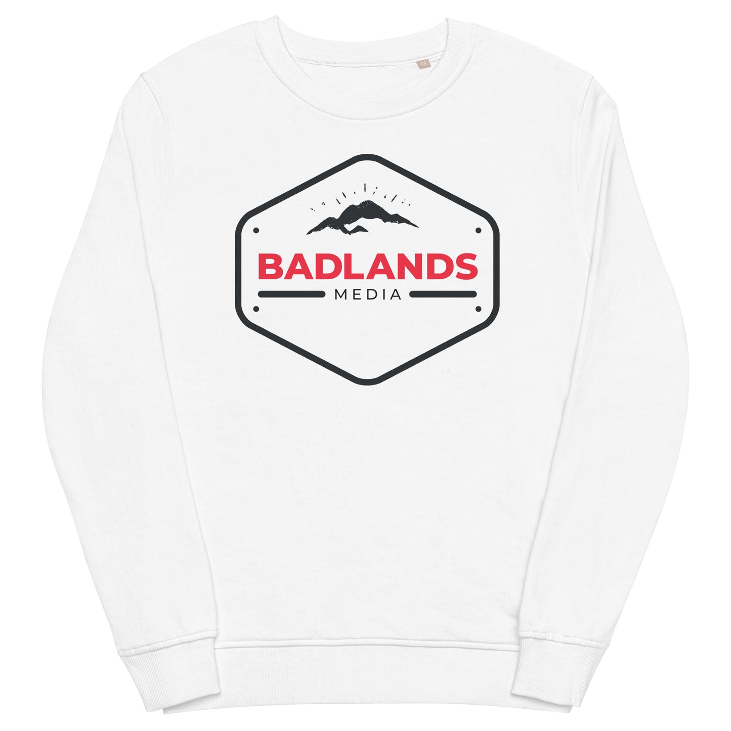 Badlands Unisex Crewneck Organic Sweatshirt with red/blk logo