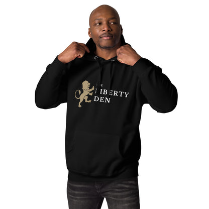 The Liberty Den Unisex Hoodie (light logo)