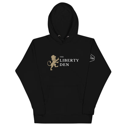 The Liberty Den Unisex Hoodie (light logo)