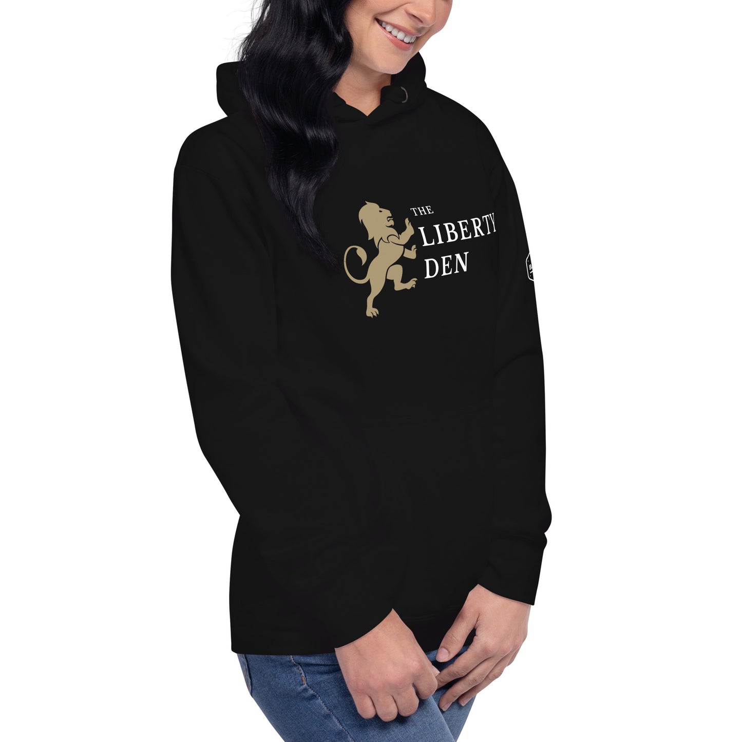 The Liberty Den Unisex Hoodie (light logo)