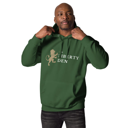 The Liberty Den Unisex Hoodie (light logo)