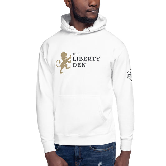 The Liberty Den Unisex Hoodie (dark logo)